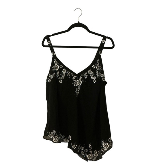 Studio Tops - Studio 1940 Beaded Embroidered Cami Top Black Plus Size 18W